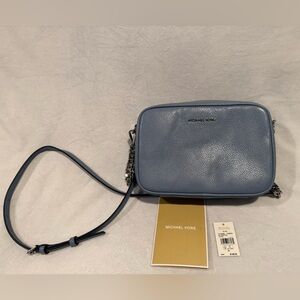 Michael Kors Jet Set Chambray Leather Crossbody Camera Bag